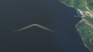 Modell der zwei Kilometer langen Reinigungs-Installation. (Bilder: The Ocean Cleanup)