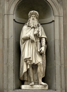 Statue Leonardo da Vinci Florenz.